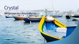  Presentation with malta - Beautiful PPT layouts featuring traditional colorful boats in malta backdrop and a sky blue colored foreground