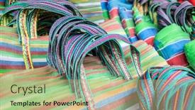  Presentation with traditional - Audience pleasing presentation design consisting of traditional-colorful-nylon-shopping-bags backdrop and a coral colored foreground