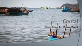  Presentation with permit - Slides having traditional colorful vietnamese fishing boats background and a light gray colored foreground
