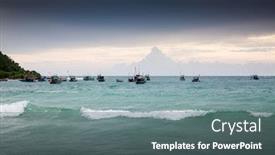  Presentation with permit - Beautiful theme featuring traditional colorful vietnamese fishing boats backdrop and a gray colored foreground