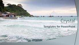  Presentation with permit - Presentation theme consisting of traditional colorful vietnamese fishing boats in ben ngu wharf of nam du islands kien giang vietnam nam du has become a popular tourist attraction but foreigner are only allowed in with a permit background and a sky blue colored foreground