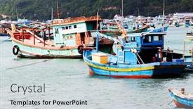  Presentation with permit - Audience pleasing PPT theme consisting of traditional colorful vietnamese fishing boats in ben ngu wharf of nam du islands kien giang vietnam nam du has become a popular tourist attraction but foreigner are only allowed in with a permit backdrop and a light gray colored foreground