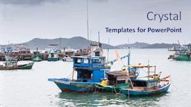  Presentation with fishing boats - Cool new presentation theme with traditional-colorful-vietnamese-fishing-boats backdrop and a lemonade colored foreground