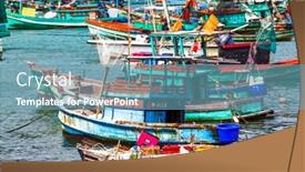  Presentation with fishing boats - Cool new slides with traditional colorful vietnamese fishing boats in nam du island kien giang vietnam backdrop and a teal colored foreground