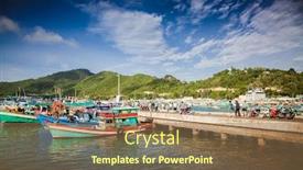  Presentation with port popular - Audience pleasing PPT theme consisting of traditional colorful vietnamese fishing boats in the main port of nam du islands kien giang vietnam nam du has become a popular tourist attraction but foreigner are only allowed in with a permit backdrop and a coral colored foreground