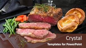  Presentation with roast beef - Colorful PPT layouts enhanced with traditional-commonwealth-sunday-roast backdrop and a tawny brown colored foreground