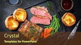  Presentation with roast beef - Cool new slides with traditional-commonwealth-sunday-roast backdrop and a tawny brown colored foreground