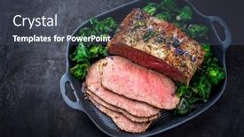  Presentation with roast beef - Cool new presentation design with traditional-commonwealth-sunday-roast backdrop and a dark gray colored foreground