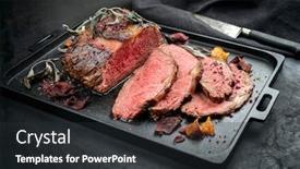  Presentation with roast beef - PPT theme consisting of traditional-commonwealth-sunday-roast background and a dark gray colored foreground