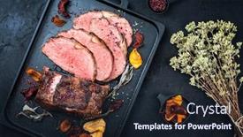  Presentation with roast beef - Presentation having traditional-commonwealth-sunday-roast background and a wine colored foreground