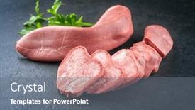 Presentation with beef - PPT theme having traditional-cooked-beef-tongue background and a gray colored foreground