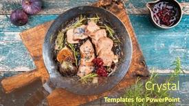  Presentation with veal - Theme enhanced with traditional-cooked-sliced-veal-tongue background and a tawny brown colored foreground