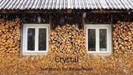  Presentation with house window frame - Slide set featuring traditional country cottage house background and a coral colored foreground