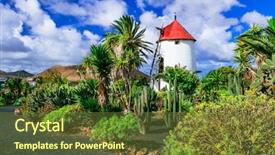  Presentation with windmill - Presentation design with traditional countryside of lanzarote island cactus garden and windmill canary islands background and a tawny brown colored foreground