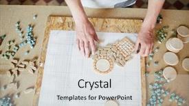  Presentation with craftsman - Cool new slide deck with traditional crafting workshop copy space backdrop and a light gray colored foreground