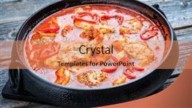  Presentation with cajun - Presentation design having traditional creole cajun court bouillon background and a coral colored foreground