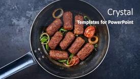  Presentation with meat - PPT theme featuring traditional-croatian-cevapi-spicy-meat background and a tawny brown colored foreground