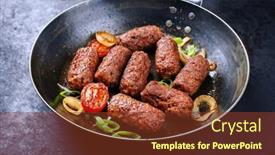  Presentation with meat - Presentation featuring traditional-croatian-cevapi-spicy-meat background and a tawny brown colored foreground