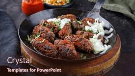  Presentation with hot sauce - Slide set enhanced with traditional-croatian-cevapi-spicy-meat and a wine colored foreground