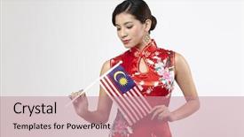  Presentation with malaysia flag - Slides consisting of traditional custome holding malaysia background and a coral colored foreground