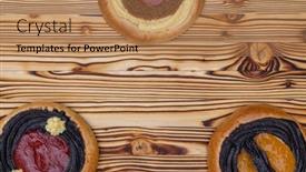  Presentation with traditional wood - PPT theme having traditional-czech-cakes-on-burnt background and a coral colored foreground