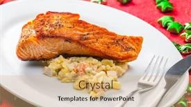  Presentation with potato - Presentation design featuring traditional-czech-christmas-potato-salad background and a coral colored foreground