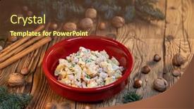  Presentation with potato - Presentation theme featuring traditional-czech-christmas-potato-salad background and a tawny brown colored foreground