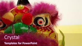  Presentation with traditional dancing - PPT theme enhanced with traditional-dancing-lion-chinese-new background and a wine colored foreground