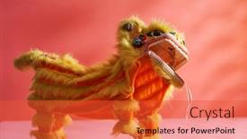  Presentation with traditional dancing - PPT theme consisting of traditional-dancing-lion-for-chinese background and a red colored foreground