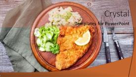  Presentation with deep - PPT layouts with traditional-deep-fried-schnitzel background and a coral colored foreground