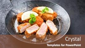  Presentation with veal - Slide set with traditional-deep-fried-veal-steak background and a red colored foreground