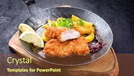  Presentation with veal - Amazing theme having traditional-deep-fried-veal-steak backdrop and a tawny brown colored foreground
