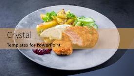  Presentation with veal - PPT theme consisting of traditional-deep-fried-veal-steak background and a  colored foreground
