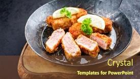  Presentation with veal - PPT theme featuring traditional-deep-fried-veal-steak background and a  colored foreground