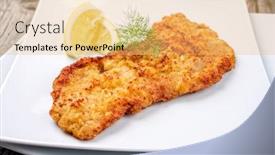  Presentation with veal - Slide set consisting of traditional-deep-fried-wiener-schnitzel background and a yellow colored foreground