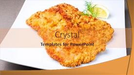  Presentation with deep - Slide deck featuring traditional-deep-fried-wiener-schnitzel background and a gold colored foreground