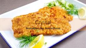  Presentation with veal - Audience pleasing slides consisting of traditional-deep-fried-wiener-schnitzel backdrop and a gold colored foreground