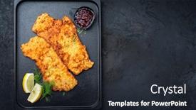  Presentation with veal - PPT theme featuring traditional-deep-fried-wiener-schnitzel background and a wine colored foreground