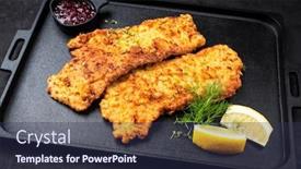  Presentation with veal - Cool new PPT layouts with traditional-deep-fried-wiener-schnitzel backdrop and a tawny brown colored foreground