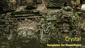  Presentation with island - Presentation design having traditional-demons-carved-in-stone background and a tawny brown colored foreground