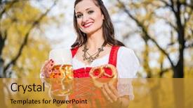  Presentation with being a single woman - Slide deck having traditional dirndl carrying a beer background and a gold colored foreground