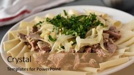  Presentation with asia traditional - Presentation featuring traditional dish of turkic people in central asia beshbarmak background and a coral colored foreground