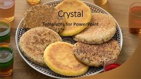 Presentation with sesame seed - Presentation design with traditional dish with moroccan semolina background and a gold colored foreground