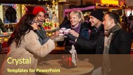  Presentation with traditional drink - Colorful presentation theme enhanced with traditional drink at christmas market backdrop and a tawny brown colored foreground