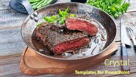  Presentation with frying - Presentation design consisting of traditional-dry-aged-fried-loin background and a tawny brown colored foreground