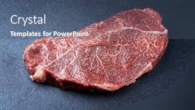  Presentation with steak - Slides enhanced with traditional-dry-aged-raw-loin background and a ocean colored foreground