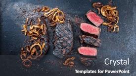  Presentation with tenderloin - Presentation theme consisting of traditional-dry-aged-sliced-beef background and a dark gray colored foreground