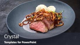  Presentation with roast beef - PPT theme consisting of traditional-dry-aged-sliced-roast background and a tawny brown colored foreground