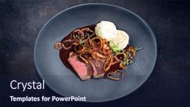  Presentation with roast beef - Theme with traditional-dry-aged-sliced-roast background and a navy blue colored foreground