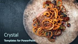  Presentation with roast beef - Presentation theme having traditional-dry-aged-sliced-roast background and a wine colored foreground